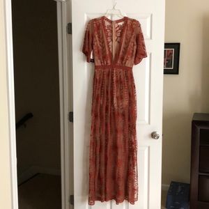 NWT Red lace dress with nude shorts liner